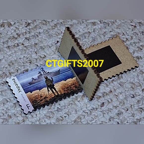 GENUINE Wooden Ukraine Stamp F Refrig. Magnet Russian Warship, Go F *** Y… - Picture 9 of 10